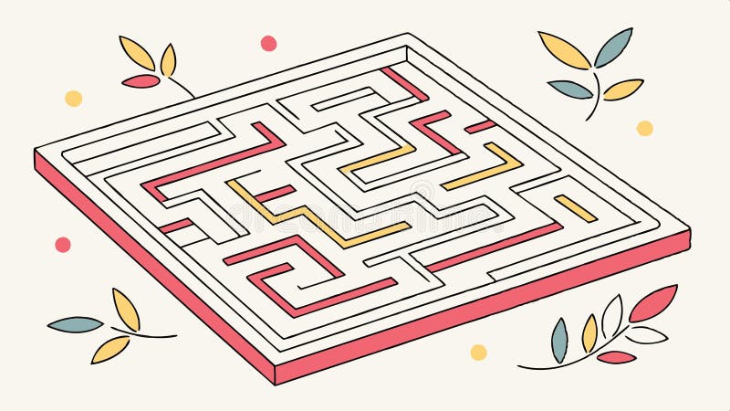 Maze game labyrinth, depicting puzzle challenge and intricate path illustration. vector design Generative AI stock illustration