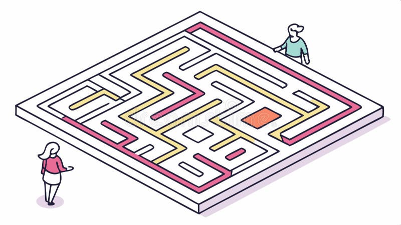 Maze labyrinth puzzle, depicting challenge game and intricate path illustration. vector design Generative AI royalty free illustration