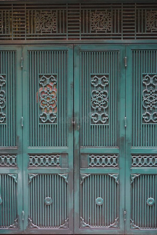 Intricate Patterned Doors in Hanoi, Vietnam Stock Photo Image of