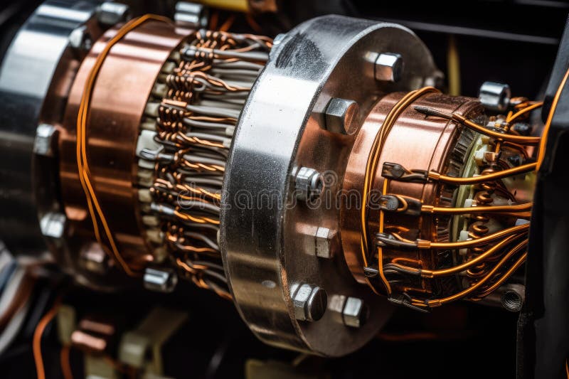 Modern Big Copper Powerful Motor. Generative AI Stock Photo Image of