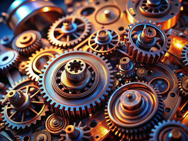 Intricate SevenPart Mechanical Device A Macro Exploration of Gears Springs and Engineering Precision vector illustration