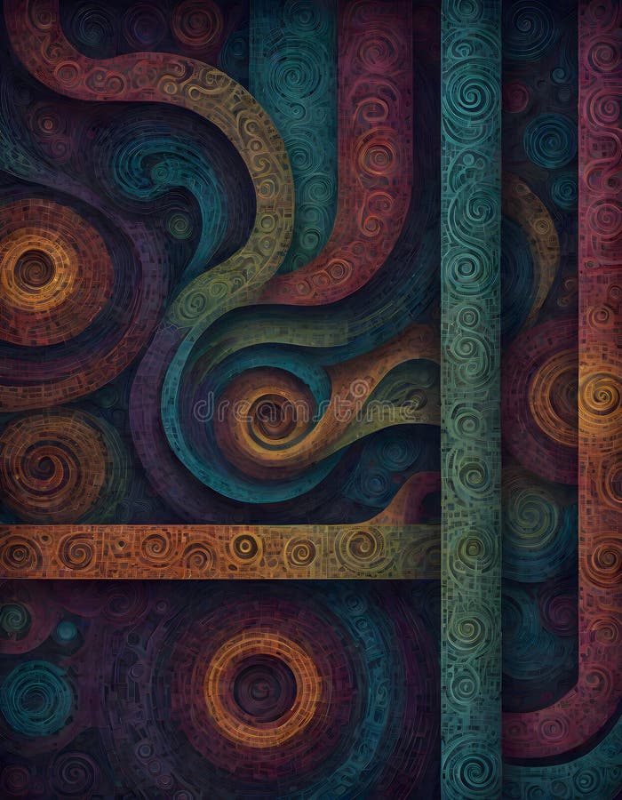 Intricate shapes and forms in abstract artwork, Generative AI stock illustration