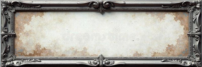 Intricate silver floral frame, weathered look, silver, chic royalty free illustration