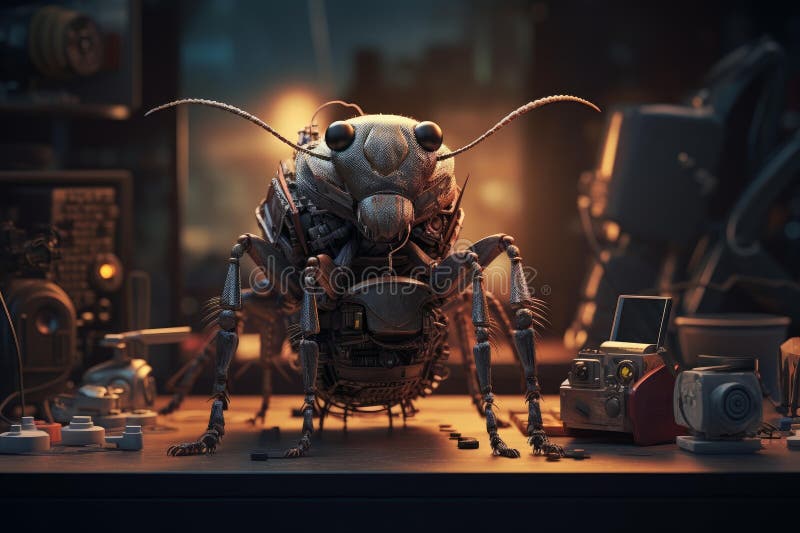 Intricate Software bug robot. Generate Ai vector illustration