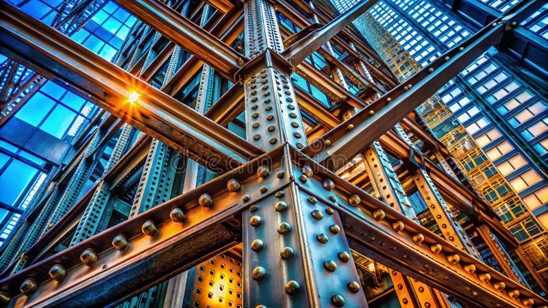 Intricate Steel Framework of a Modern Skyscraper A Detailed Macro View of Architectural Enginering vektor illustrationer