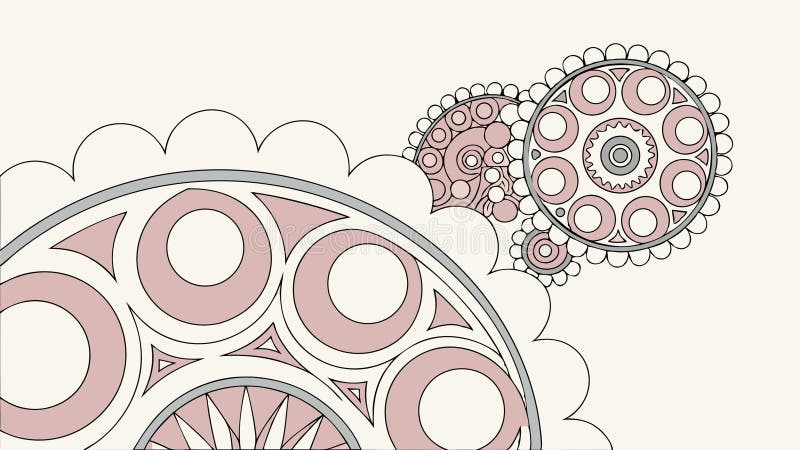 Intricate Swirling Abstract Gears Cogs Pattern Element Vector Art, vector design Generative AI royalty free illustration