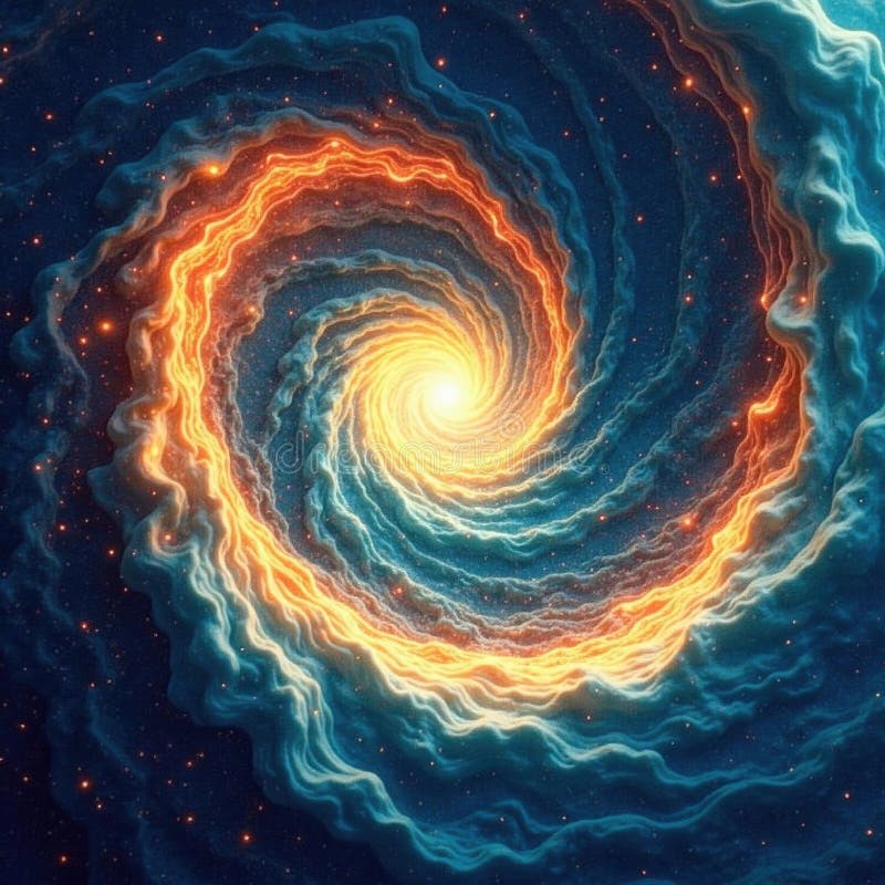 Intricate swirling azure design hypnotis vortex motion teal royaltyfri illustrationer