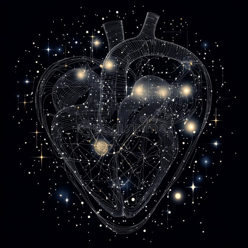The intricate system and complex beauty of the human heart are rendered in a detailed and expressive artistic royalty free stock images