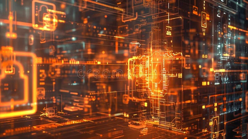 The intricate system of digital locks and shields fortifying a network to ensure secure transactions royalty free stock images
