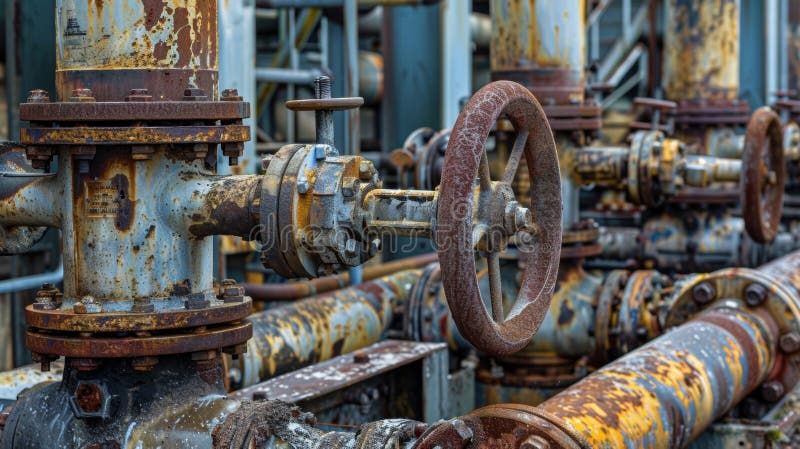 The intricate system of valves and pumps used to extract geothermal energy royalty free stock images