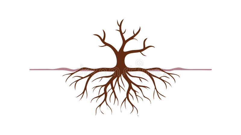 Intricate tree roots, symbolizing strong foundations and natural connection, vector design Generative AI stock illustration