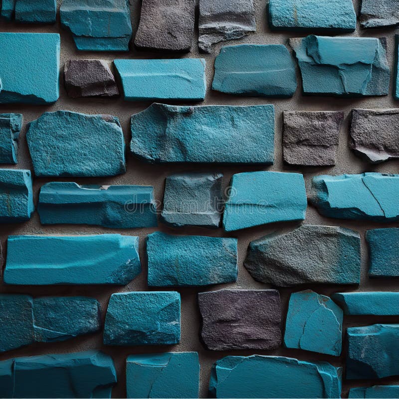 Intricate Turquoise Stone Interior Facing with Natural Building Facade and Stonewall Elements vector illustration