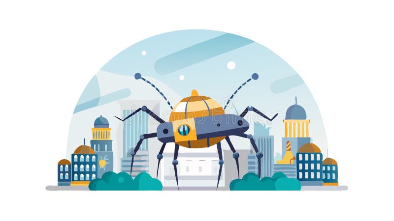 Advanced mechanical spider, urban surveillance, futuristic city, vector design Generative AI royalty free illustration
