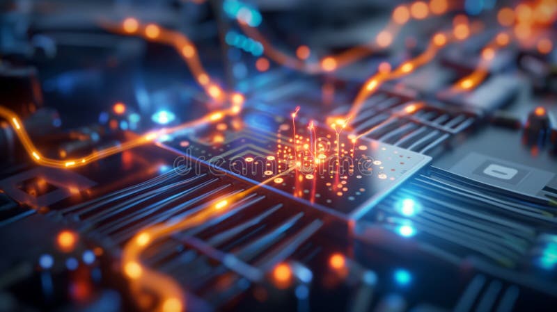 Intricate Visualization of Photon Pathways in Quantum Network stock images
