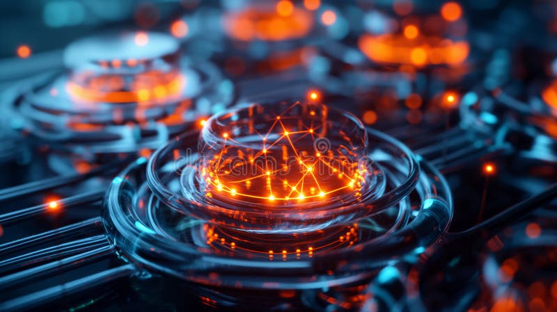 Intricate Visualization of Photon Pathways in Quantum Network royalty free stock image