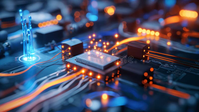 Intricate Visualization of Photon Pathways in Quantum Network stock images