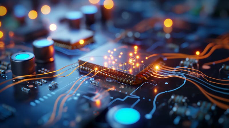 Intricate Visualization of Photon Pathways in Quantum Network stock photography