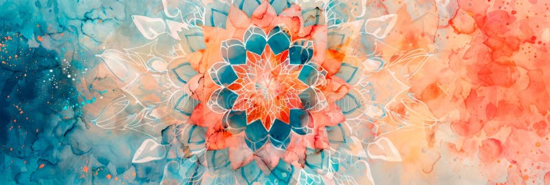 Intricate watercolor mandala pattern , bringing a sense of harmony and balance to any space. Generative AI
