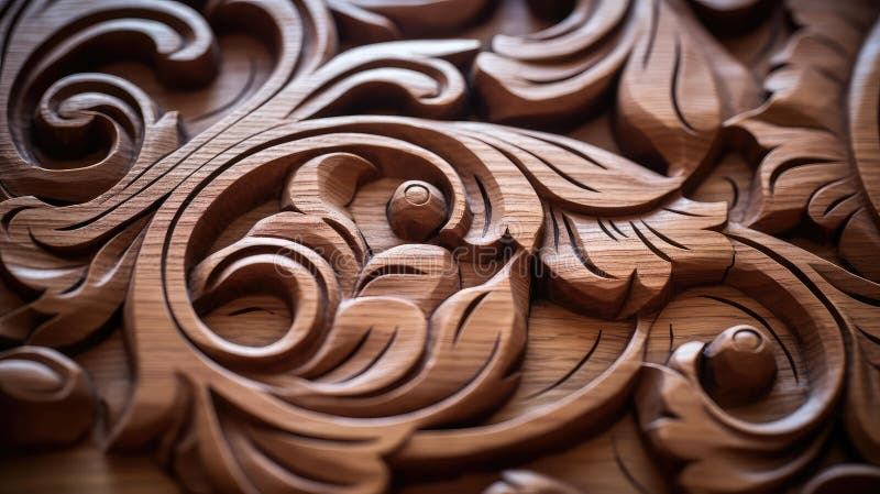 Intricate wood carved font stock illustration