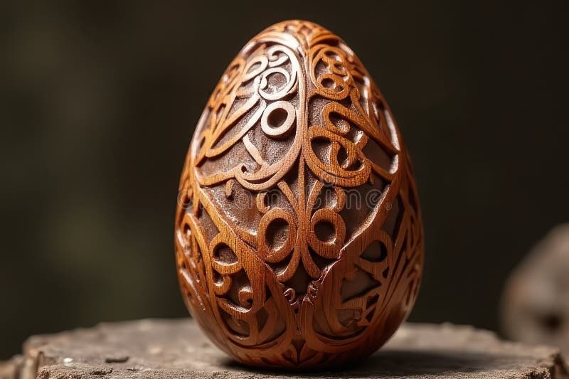 Intricate Wood Carving Egg Design stock illustration
