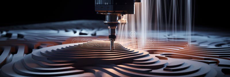 Intricate wood design revealed cnc machine unveiling unique textures and patterns in wood grain stock illustration