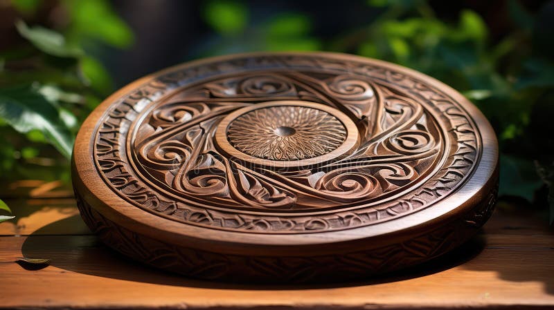 Intricate wood disk royalty free illustration