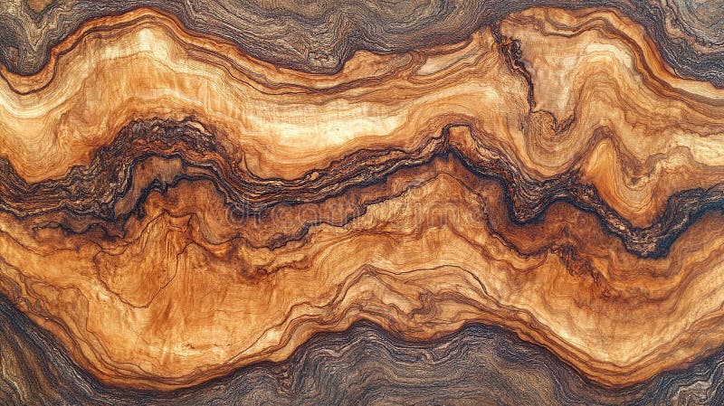 Intricate wood grain pattern with swirling, rich tones of brown and beige royalty free illustration