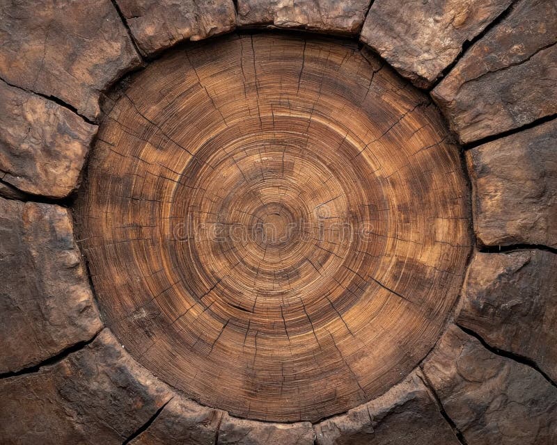 Intricate wood grain pattern on tree stump royalty free illustration