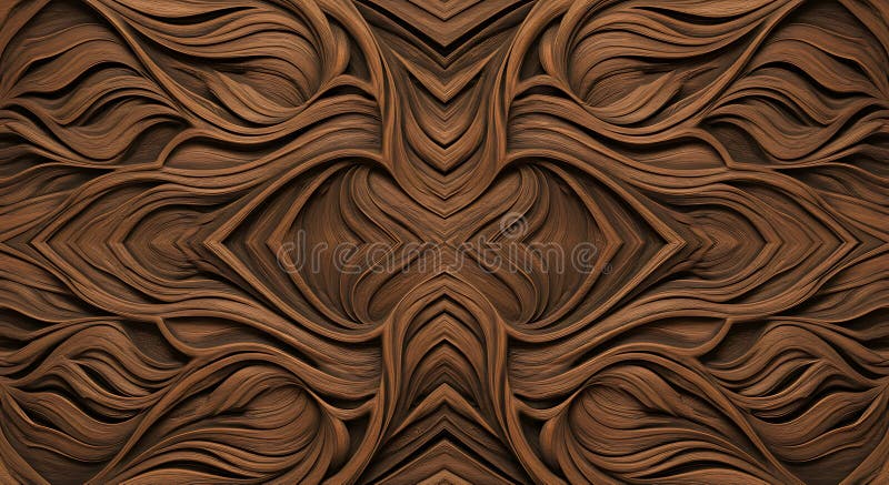 Intricate wood-like pattern with swirling, symmetrical curves and flowing lines royalty free illustration
