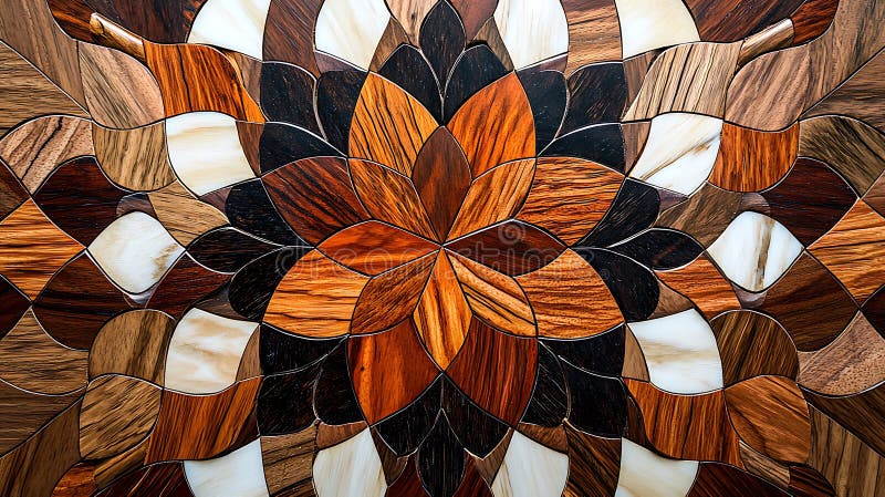 Intricate Wood Mosaic Pattern Abstract Brown and Beige Design royalty free illustration
