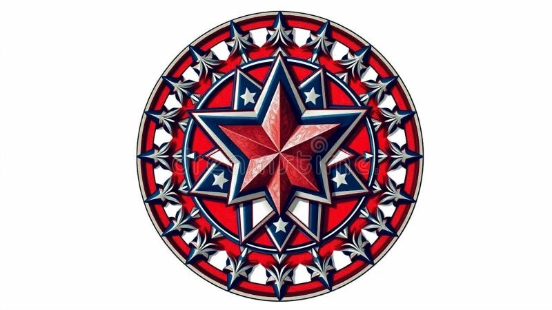 Intricato design della bandiera americana dell'Emblema della Stella Patriottica royalty illustrazione gratis