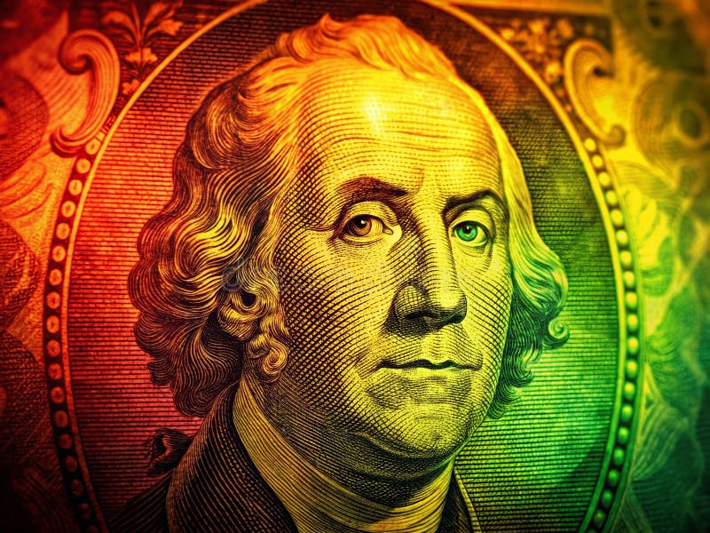 Intricato silhouette di una banconota da un dollaro con chiusura dettagliata degli elementi di progettazione della valuta american illustrazione di stock