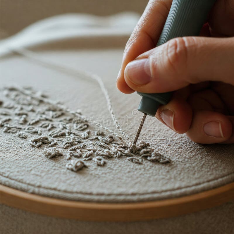 Intricera hantverksscen med nålarbete på strukturarbetsytan för kreativ designinspiration royaltyfri foto