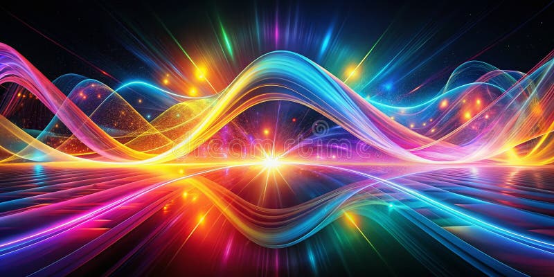 Intriguing Abstract Digital Art Dynamic Light Waves Illustrate a Futuristic and Artistic Concept Exploring the vector illustration
