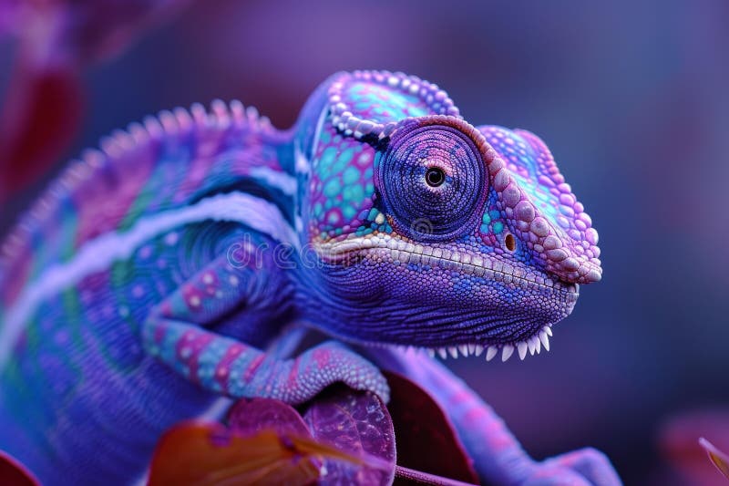 Intriguing Anthropomorphic Chameleon Violet. Generate Ai Stock ...