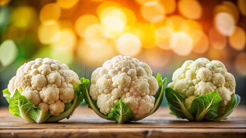 Intriguing Miniature Cauliflower Trio A TiltShift Perspective on Vegetable Elegance royalty free illustration