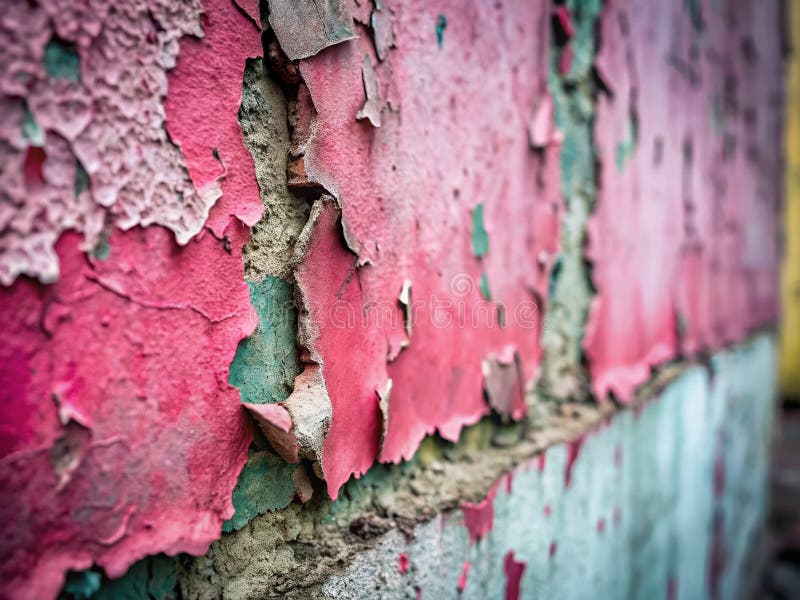 Intriguing Miniature Concrete Wall Peeling Pink Paint and TiltShift Effect Showcase a Detailed Architectural Microcosm vector illustration