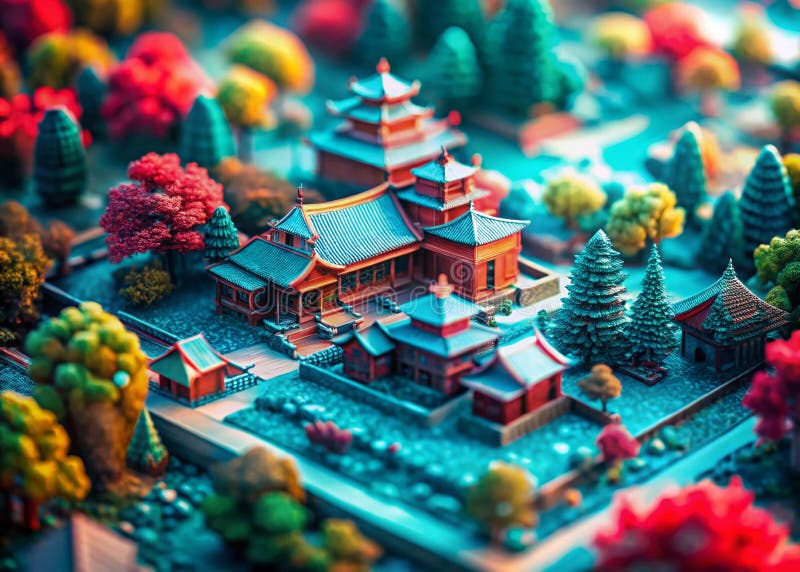 Intriguing Miniature 3D Anaglyph Image A Stunning TiltShift Perspective Explores Depth and Dimension in a RedCyan stock illustration