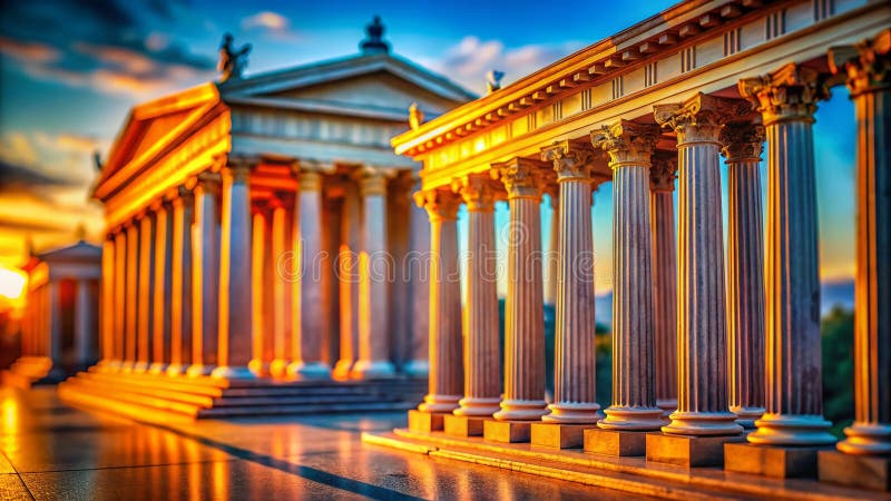 Intriguing Miniature Ionic Columns An Abstract TiltShift Perspective on Architectural Detail royalty free illustration