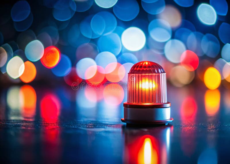 Intriguing Miniature Light Beacon A TiltShift Perspective on a Dark Blue Canvas Explore the captivating details of a royalty free illustration
