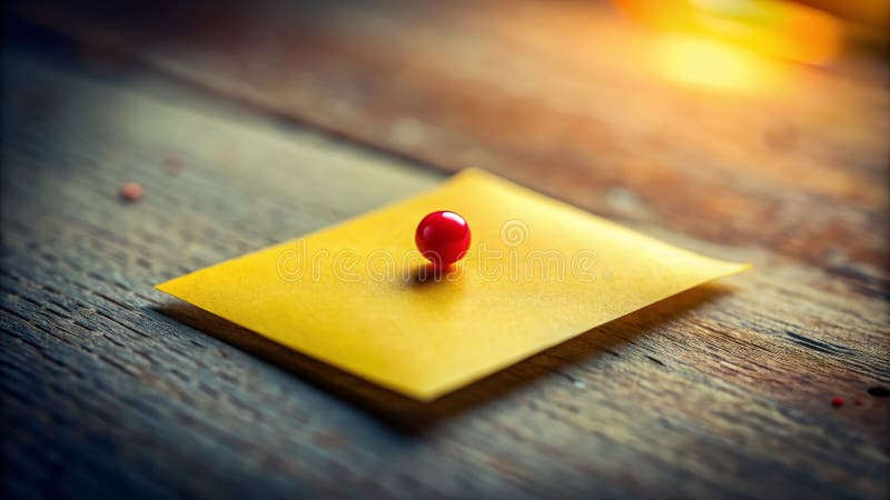 Intriguing Miniature World A CloseUp TiltShift Photography of a Yellow Sticky Note with a Red Dot Capturing the stock illustration
