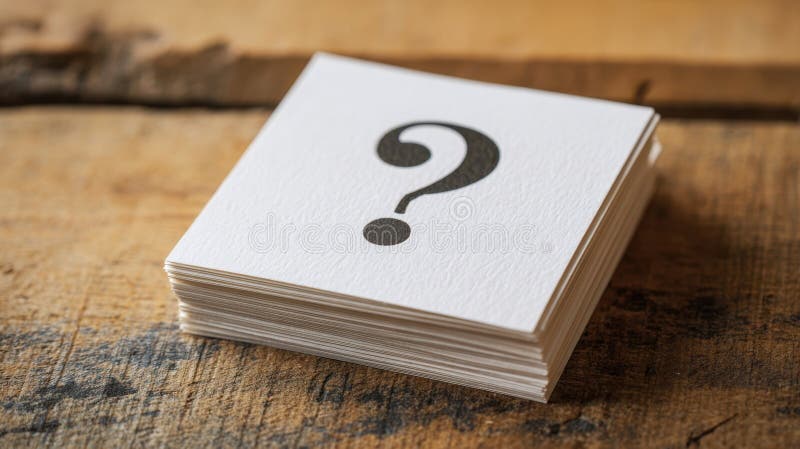 The intriguing question mark on a stack of blank cards. image royalty free stock photos.