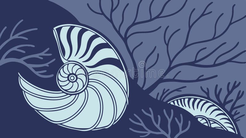 Ancient Nautilus Shell with Mystical Roots, vector design Generative AI vector illustration