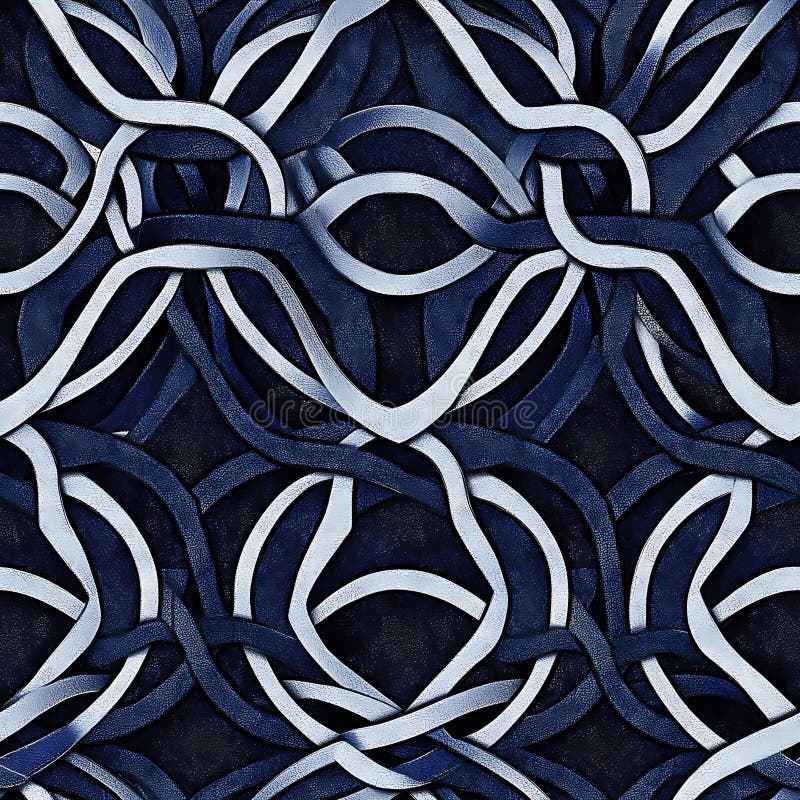 Intrikat abstrakt mönster med intertwining blue och Silgray-band royaltyfri illustrationer