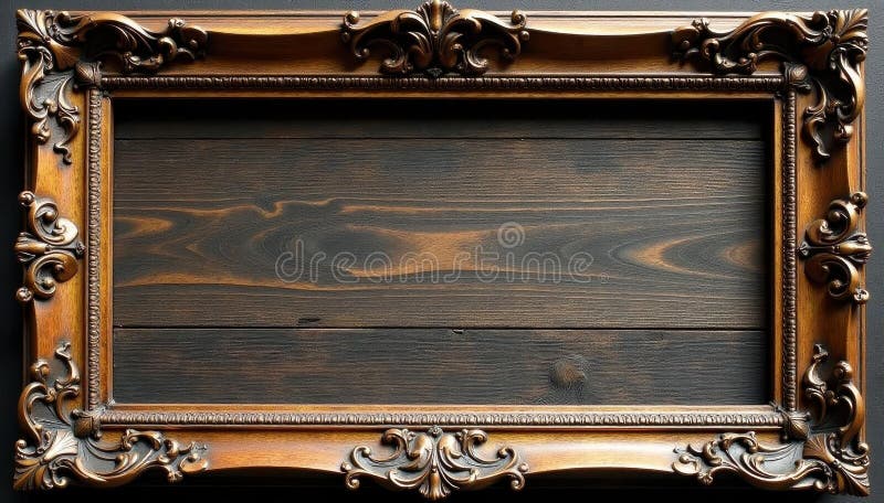 Intrikera florkarvar på ornate wooden frame med rustik ljussken ram stock illustrationer
