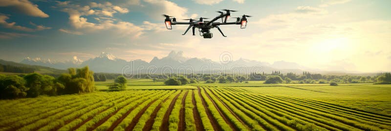 Introducing precision farming techniques using tractors and drones equipped with sensors that target specific areas to royalty free illustration