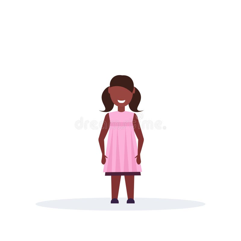 Intégral femelle de sourire heureux de personnage de dessin animé de petit enfant d'afro-américain de pose de position de fille à illustration de vecteur Intégral femelle de sourire heureux de personnage de dessin animé de petit enfant d'afro-américain de pose de position de fille à illustration de vecteur