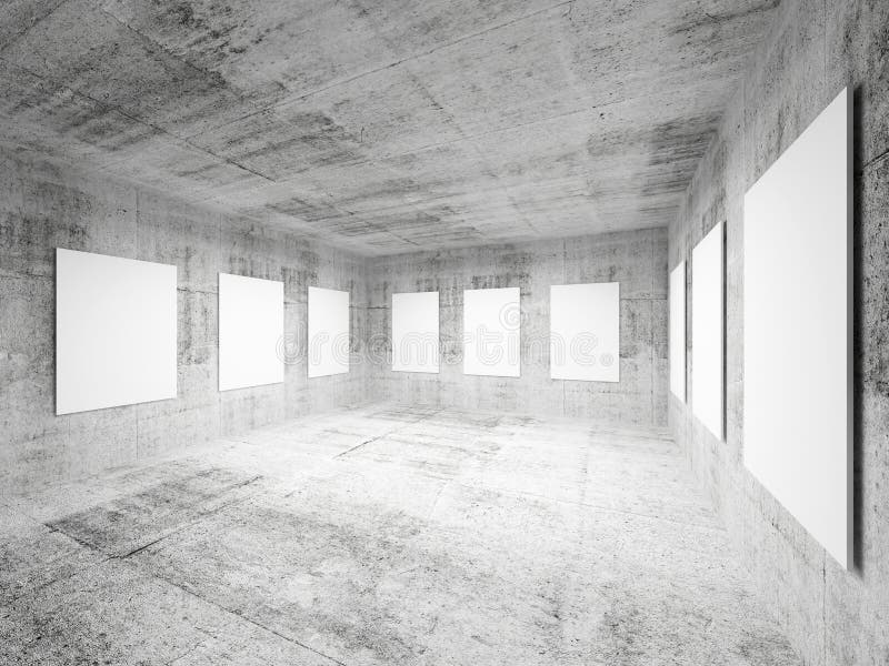 Intérieur concret vide de hall de galerie d'art illustration libre de droits Intérieur concret vide de hall de galerie d'art illustration libre de droits