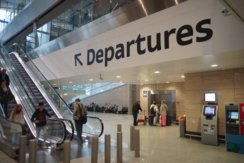 SAINT PETERSBURG - SEP 03: Pulkovo Airport interior on September 03, 2014 in Saint Petersburg, Russia. Pulkovo Airport is an international airport serving Saint Petersburg, Russia. SAINT PETERSBURG - SEP 03: Pulkovo Airport interior on September 03, 2014 in Saint Petersburg, Russia. Pulkovo Airport is an international airport serving Saint Petersburg, Russia.