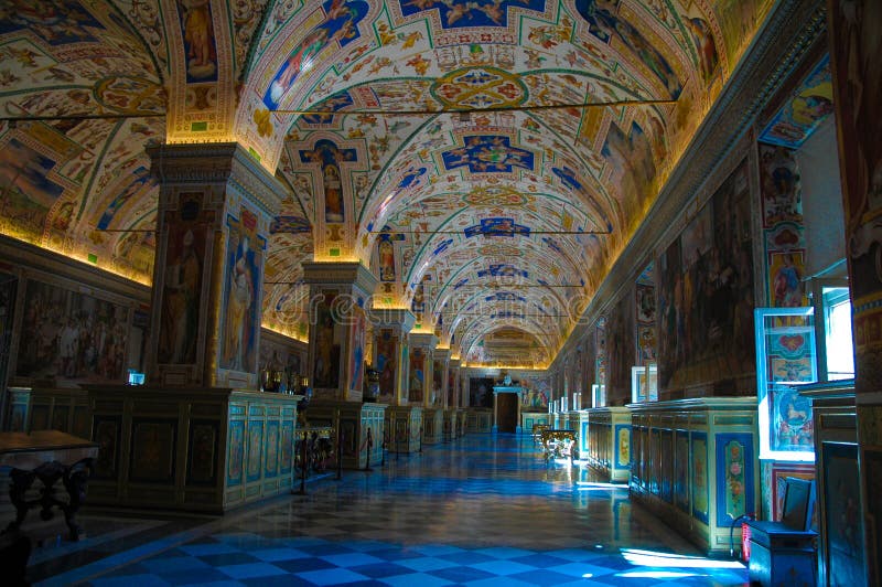 Intérieur de bibliothèque de Vatican, arts, religion, Rome